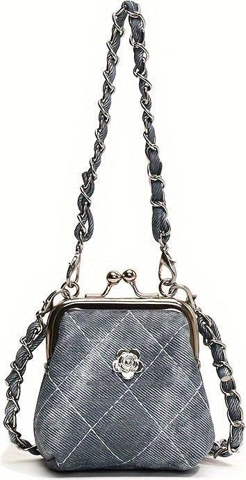 Immagine prodotto Only-Bags.Store Mini borsa a tracolla chic con chiusura a scatto - trapuntata, con design floreale ricamato