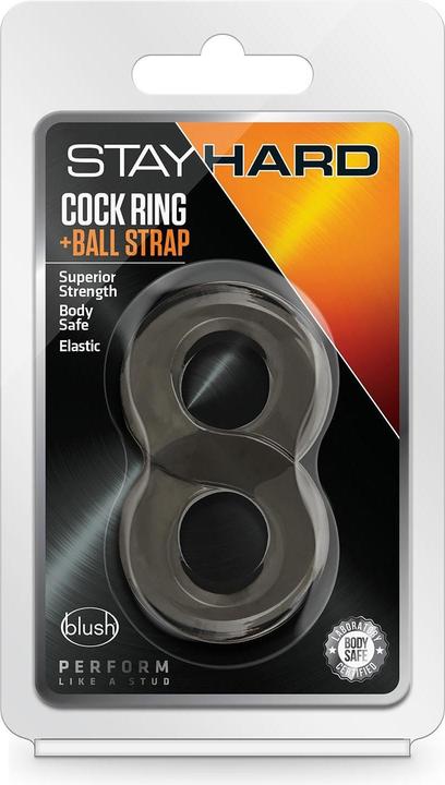 Actual product image Blush Stay Hard Cock Ring And Ball Strap Black
