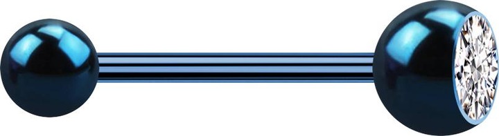 Produktbild Star Piercing Micro Barbell dunkelblau mit Kugel und Kugel Kristall silber (ohne Messing, Chirurgenstahl 316L)