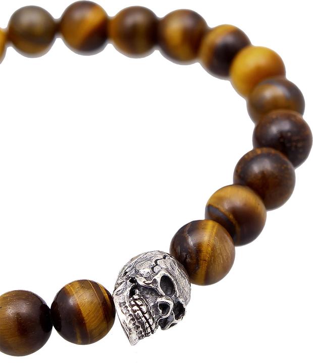 Produktbild Kuzzoi Edelsteinarmband, Totenkopf (23 cm, Tigerauge, 925er Sterling Silber, Plastik)