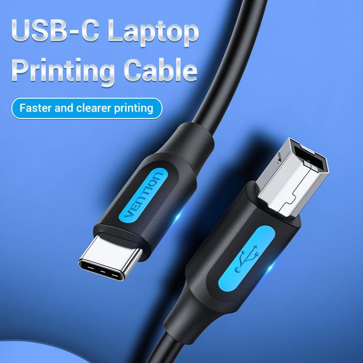 Produktbild Vention USB 2.0 C Male to B Male 2A Cable 2M Black (2 m, USB 2.0)