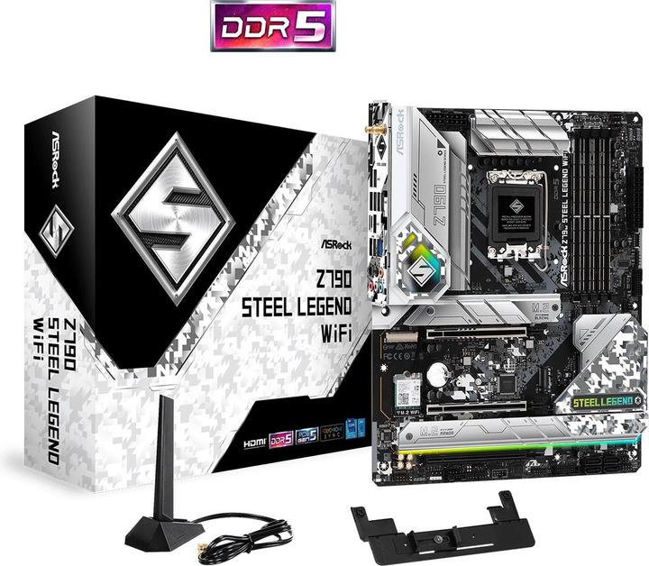 Actual product image AsRock Z790 STEEL LEGEND WIFI ATX Intel DDR5 So.1700 retail (LGA 1700, Intel Z790, ATX)