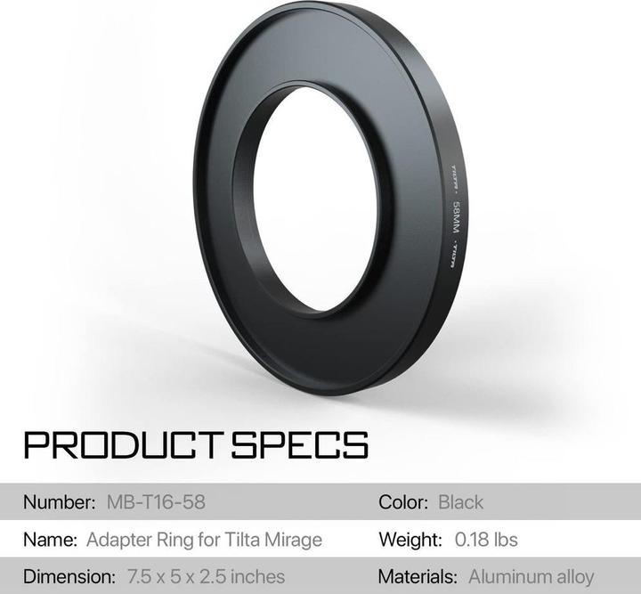 Image du produit Tilta Anneau adaptateur 58mm (Accessoires vidéo divers)