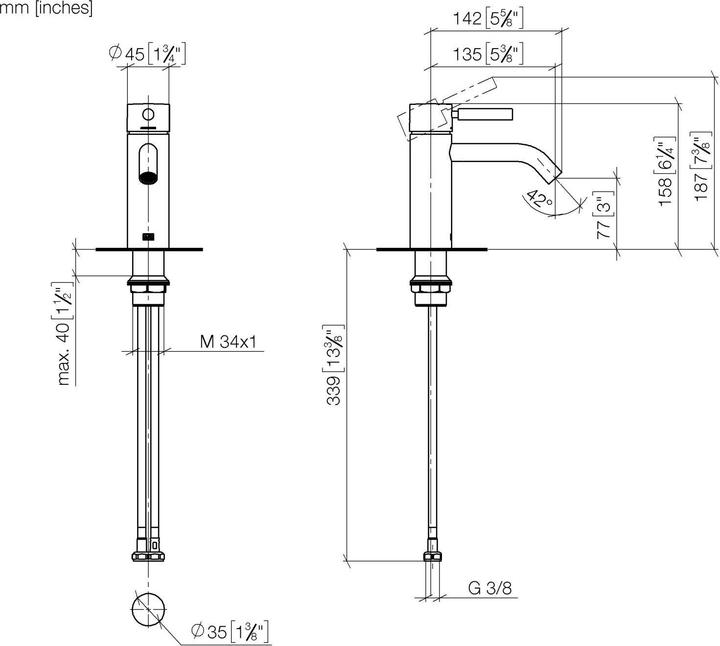 Actual product image Dornbracht Dornb Single-lever basin mixer META Ausldg 135mm without pop-up waste chrome