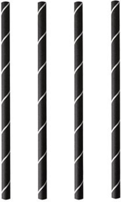 Papstar Papiertrinkhalm "pure", 150 mm, schwarz / weiss aus Papier, Länge: 150 mm, Durchmesser: 7 mm (250x)