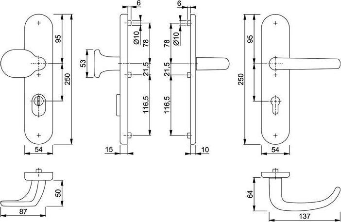 Produktbild Hoppe Schutzgarnitur San Francisco 86G/3332ZA/3310/1301 (Türgriff)