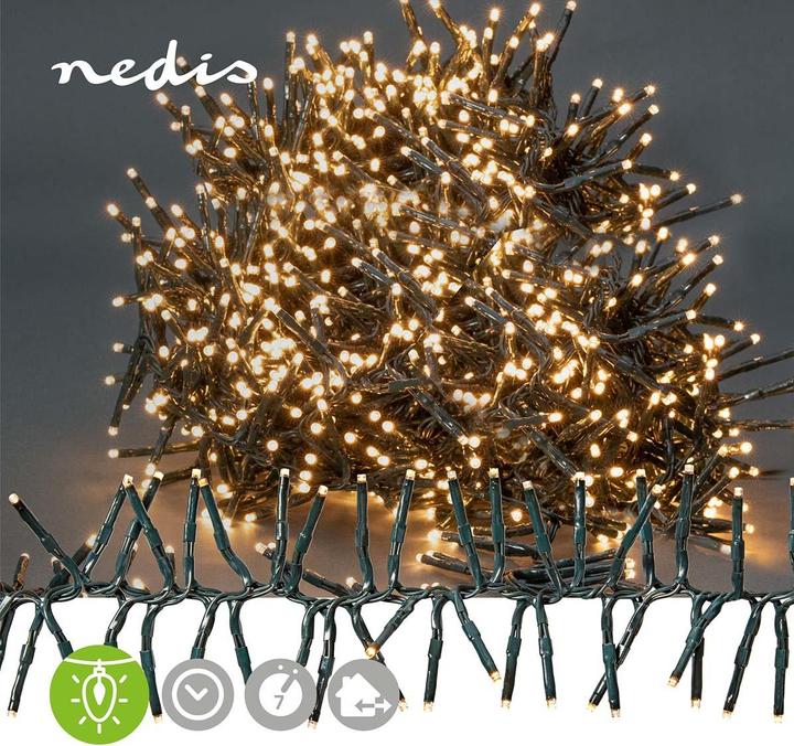 Immagine prodotto Nedis Luci decorative | Cluster | 1512 LED bianco caldo | 11,00 m | Effetti di luce: 7 | Interno e A (11 m)