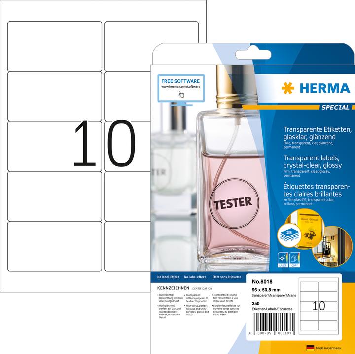 Image du produit HERMA Étiquettes transparentes A4