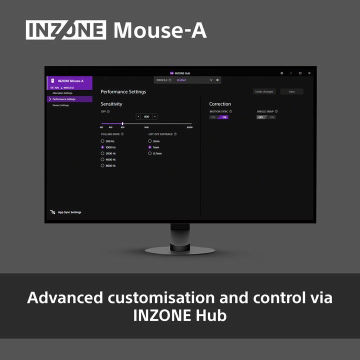 Produktbild Sony Inzone Mouse-A (Kabellos, Kabelgebunden)