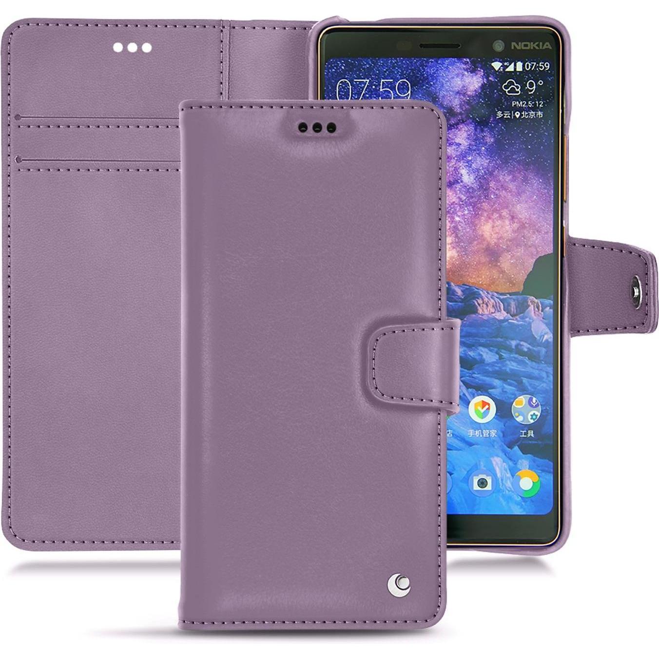 Noreve Lederschutzhülle Wallet (Nokia 7 Plus), Smartphone Hülle, Violett