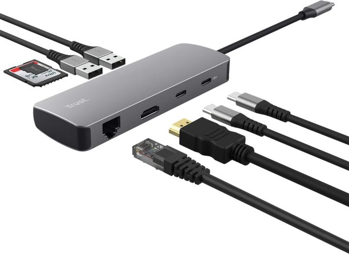 Productafbeelding Trust DALYX 8-in-1 Multiport Adapter (USB-C, 8 ports)