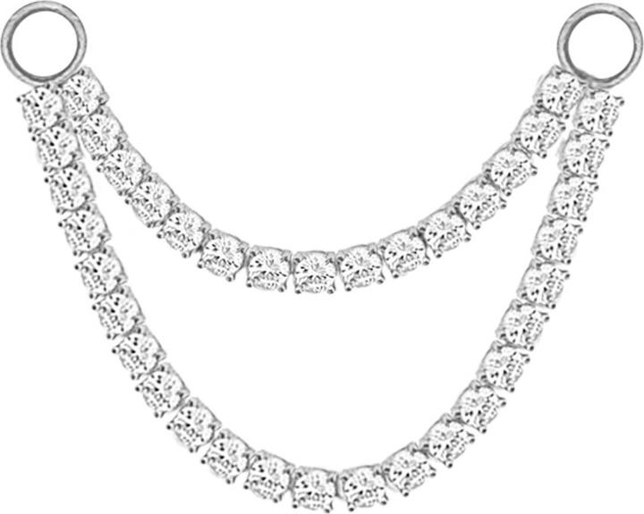 Produktbild Star Piercing Verbindungskette silber doppelt eckig Kristalle silber (ohne Messing, Chirurgenstahl 316L)