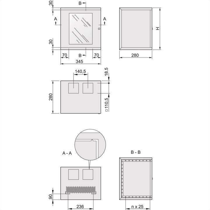 Actual product image Schroff EPCASE 10" enclosure 8 U with glass door, (HxWxD) 462x345x280mm (8 RU, 10 inch rack)