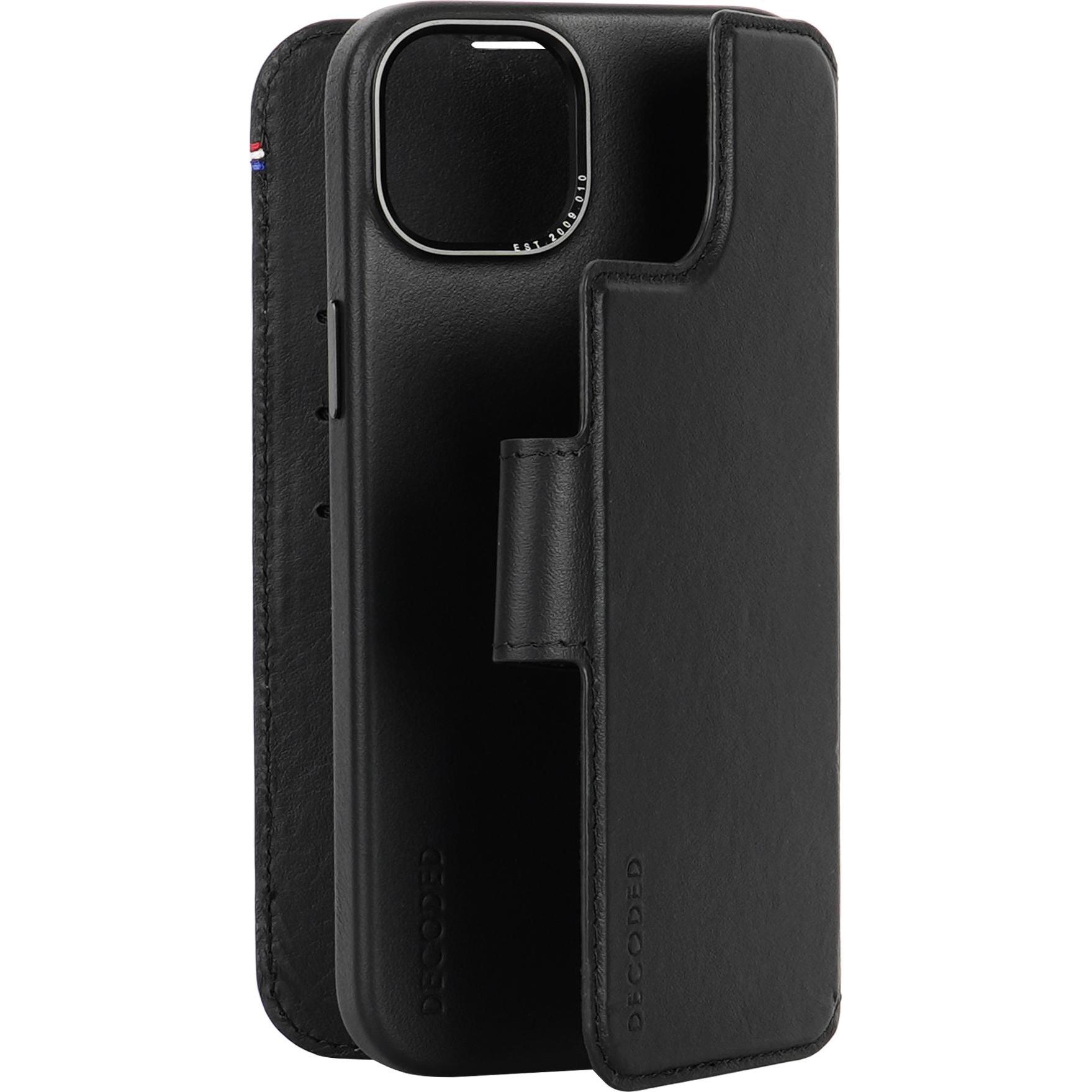 Decoded Leather Detachable Wallet für iPhone 15 Plus Black (Apple iPhone 15 Plus), Smartphone Hülle, Schwarz