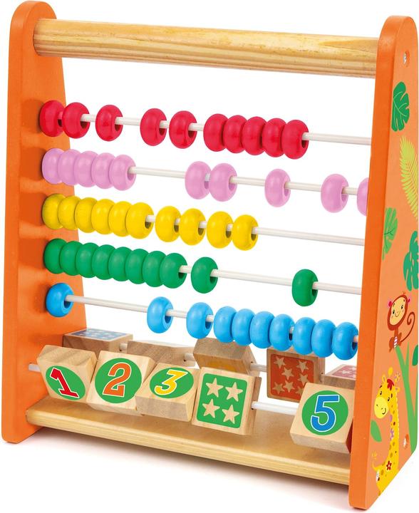 Sevi 88049 Wood Eco Smart wooden abacus 22 x 9 x 24 cm, slide rule for learning to count and calculate (German)