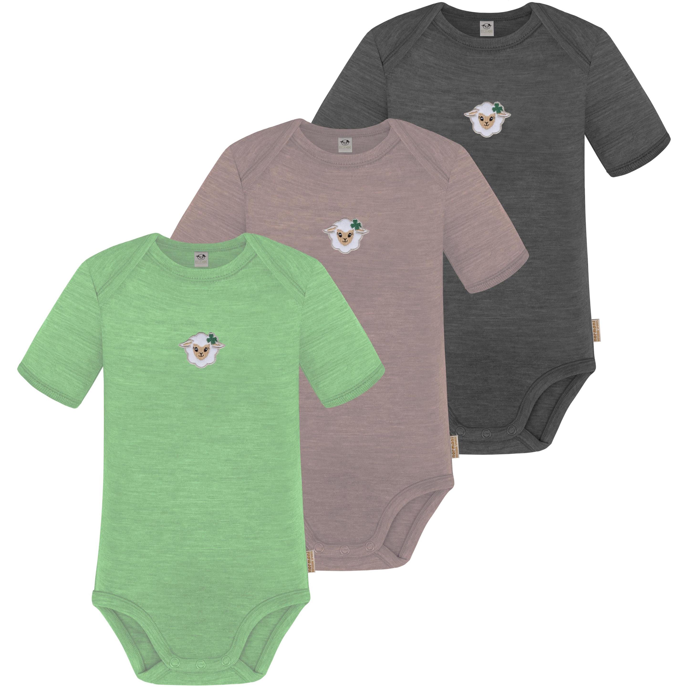 Normani, Herren, Body, 3er Set Baby Merino Body Kurzarm „Tauranga" - 9295, Mehrfarbig, (62)