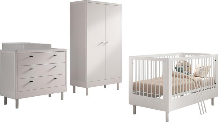 Vipack Babyzimmer Forrest Buche 4-teilig Set (Kinderkleiderschrank, Babybett, Wickelkommode)