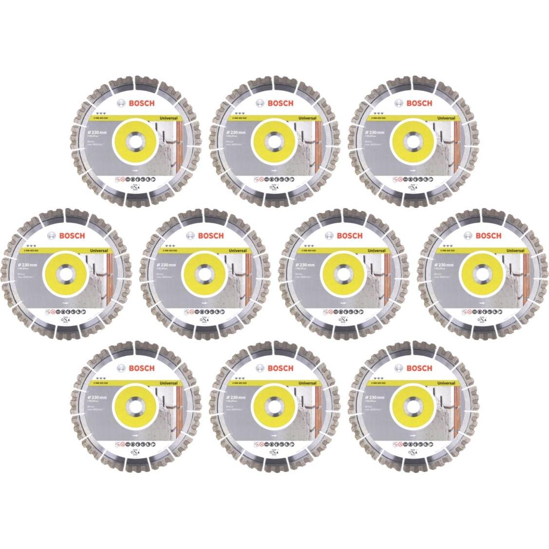 Thumbnail - Bosch Professional, Sägeblatt, Bosch Diamant Trennscheibe Set 10x Best for Universal 230 x 22,23 mm ( 10x 2608603633 )