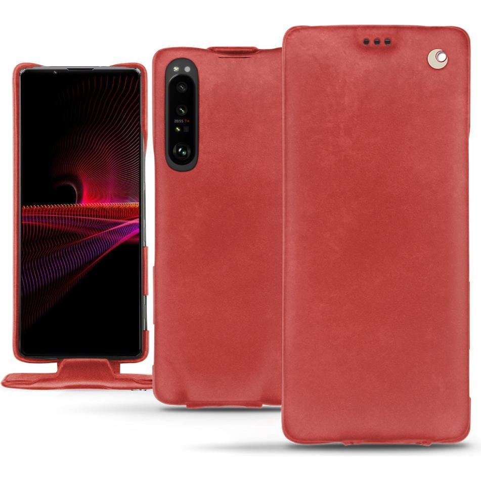 Noreve Lederschutzhülle vertikal (Sony Xperia 1 III), Smartphone Hülle, Rot