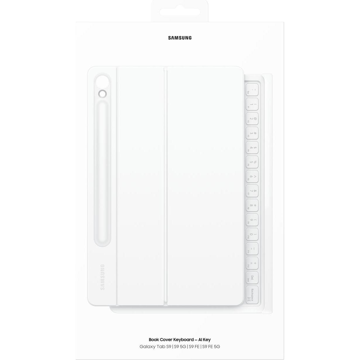 Samsung Book Cover Keyboard (DE, Galaxy Tab S9, Galaxy Tab S9 FE), Tablet Tastatur, Weiss