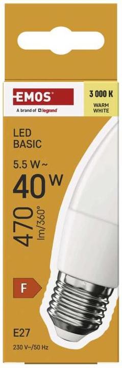 Actual product image Emos LED lamp Basic Candle / E27 / 5.5 W (40 W) / 470 lm / Warm white (E27, 470 lm, 1x)
