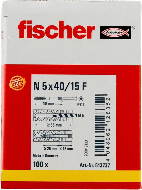 Produktbild Fischer Nageldübel N 5x40/15 F (100) (100 Stk.)