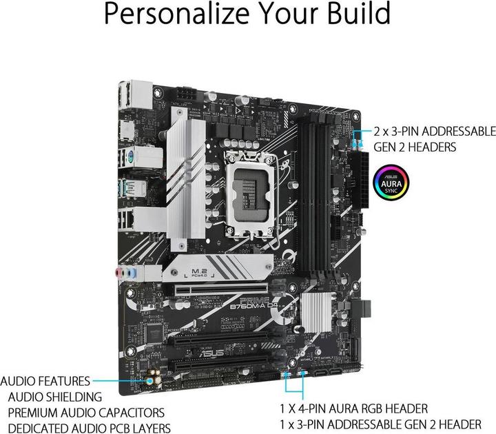 Actual product image ASUS PRIME B760M-A D4-CSM (LGA 1700, Intel B760, mATX)
