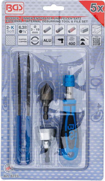 Actual product image BGS Outer / Inner Deburring Tool & File Set 5 pcs.
