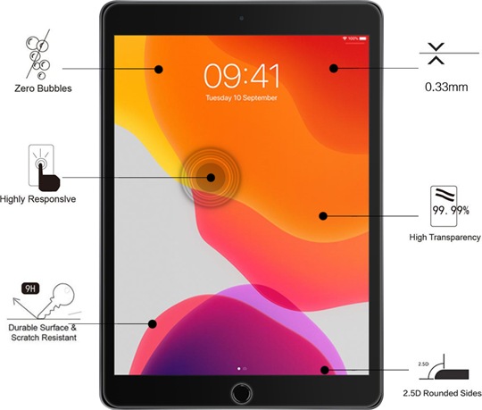 Actual product image Eiger Mountain Glass Clear Tablet (1 Piece, iPad 2019 (7th gene))