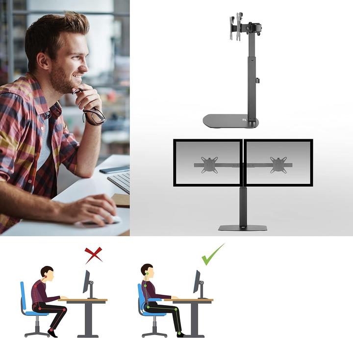 Actual product image ACT Monitor Desk Stand, 2 screens up to 27ö, with gas spring (Table, 27", 12 kg)
