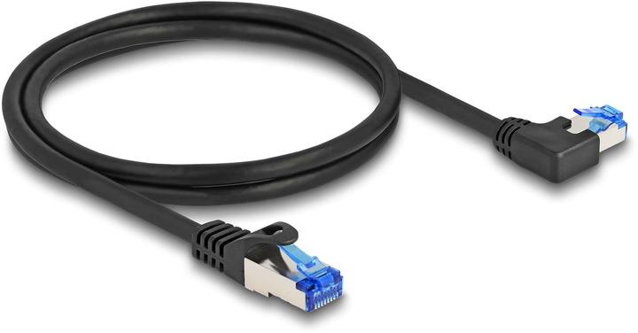 Actual product image Delock RJ45 network cable Cat.6A S/FTP straight / left angled 1 m black (S/FTP, CAT6a, 1 m)