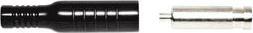 Actual product image Mueller Electric Banana socket black 4 mm brass nickel 30VAC 60VDC 15A solder connection pack of 10 pieces