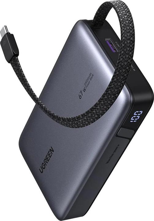 Produktbild Ugreen PB550 20.000mAh 67W Power Bank 1x USB-A 1x USB-C 1x integrated USB-C cable (20000 mAh, 67 W)