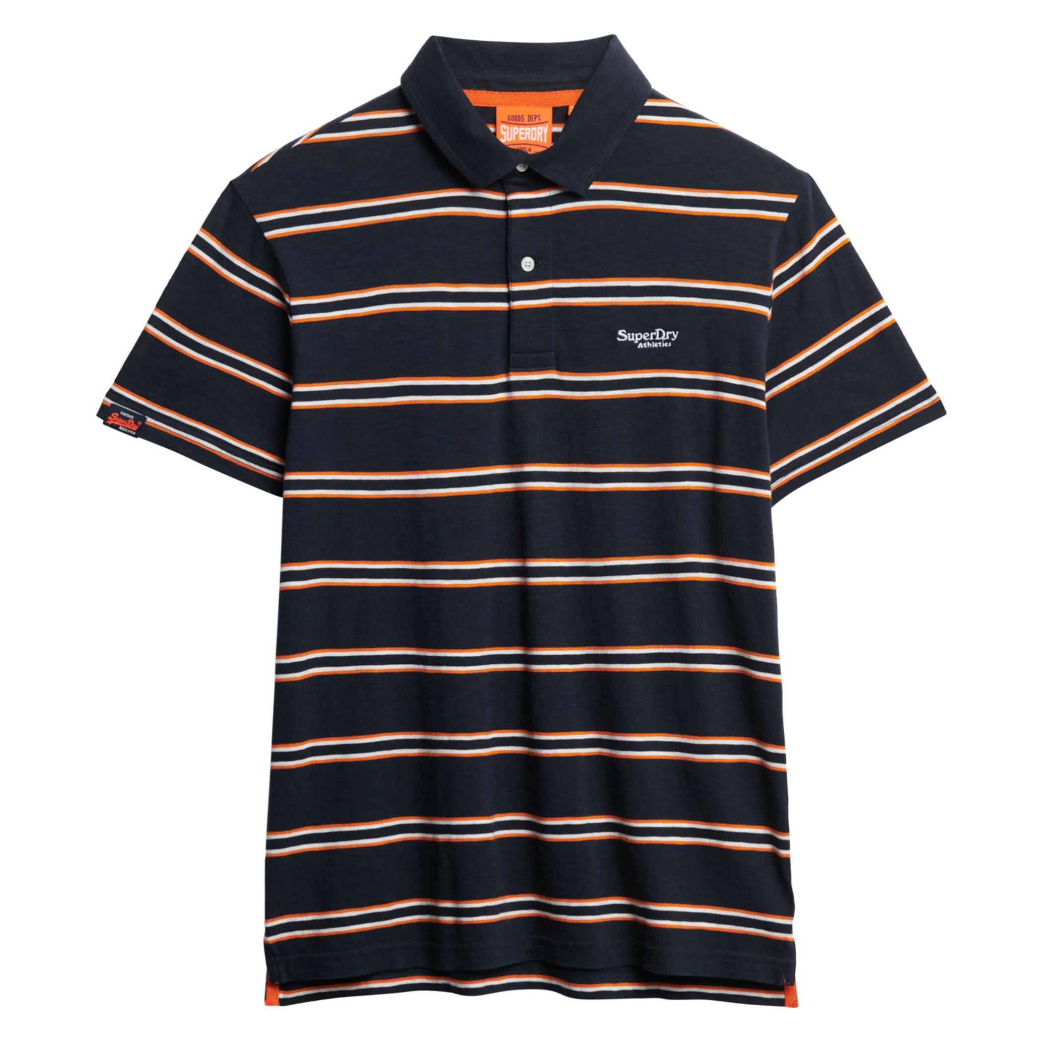 Superdry, Herren, Shirts, Leichtes Jersey-Polohemd Mit Streifen, Blau, Mehrfarbig, (S)