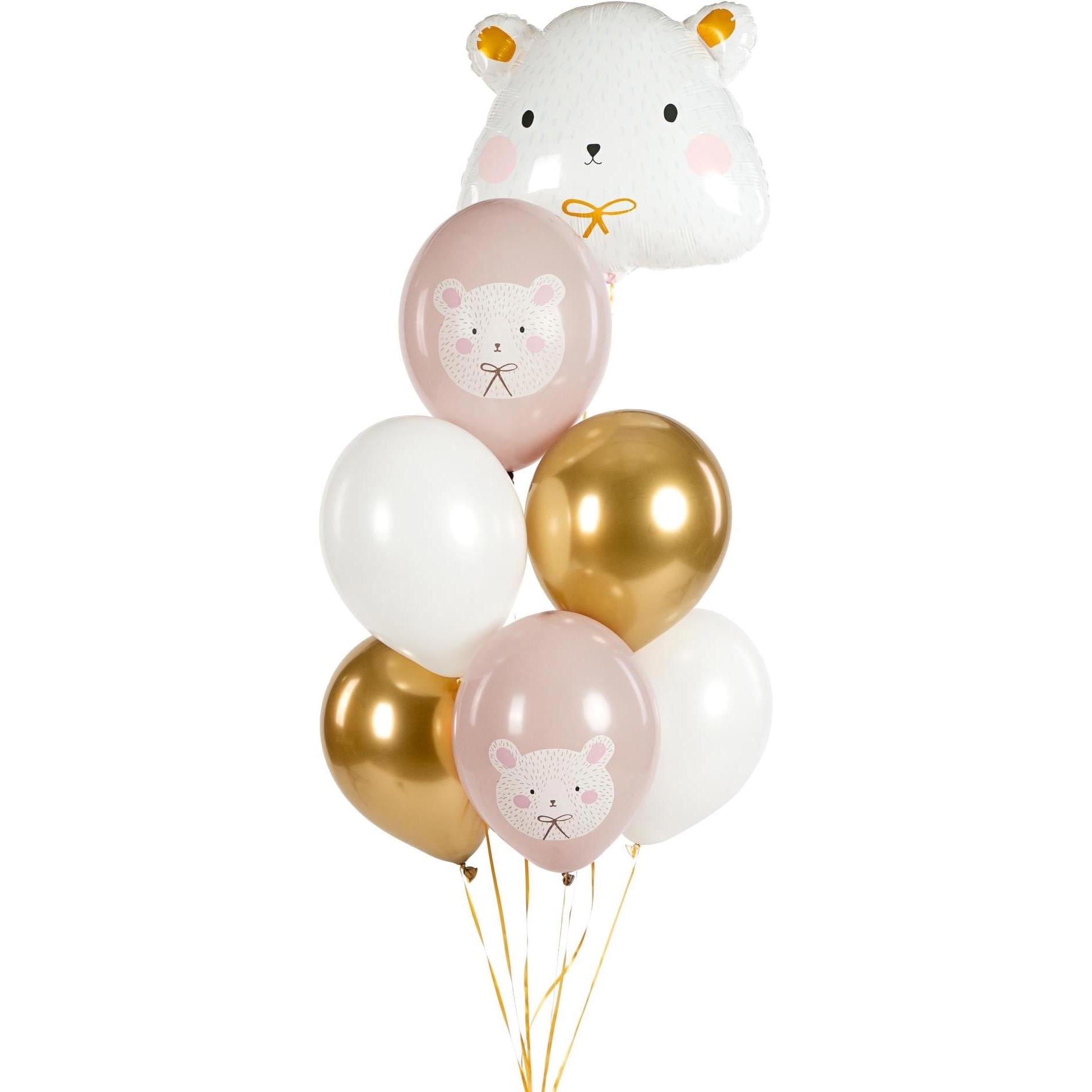 Thumbnail - Partydeco Luftballon Eisbär Gold/Rosa/Weiss, Ø 30 cm, 6 Stück