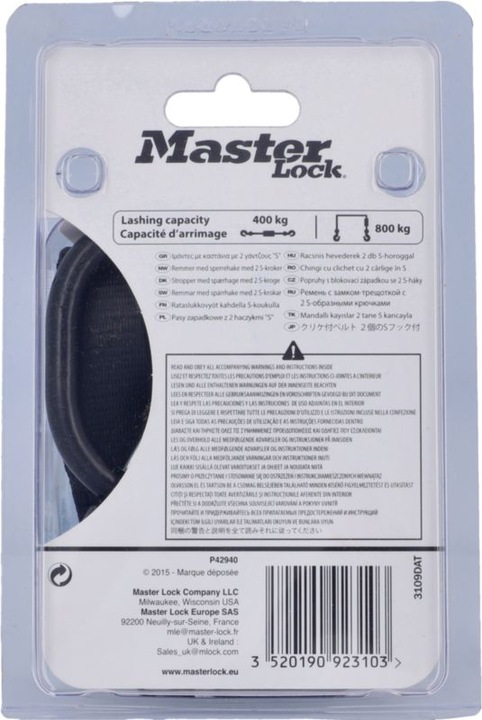 Immagine prodotto Master Lock Cinghia di fissaggio con cricchetto e gancio a S