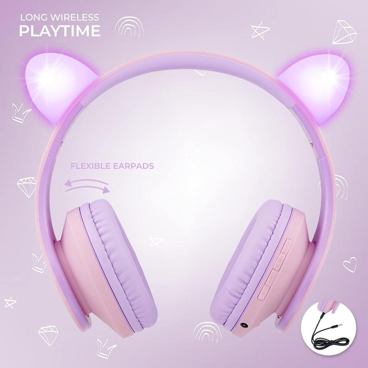 Produktbild PowerLocus P2 Kids Cat Ears Bluetooth-Kinderkopfhörer purple