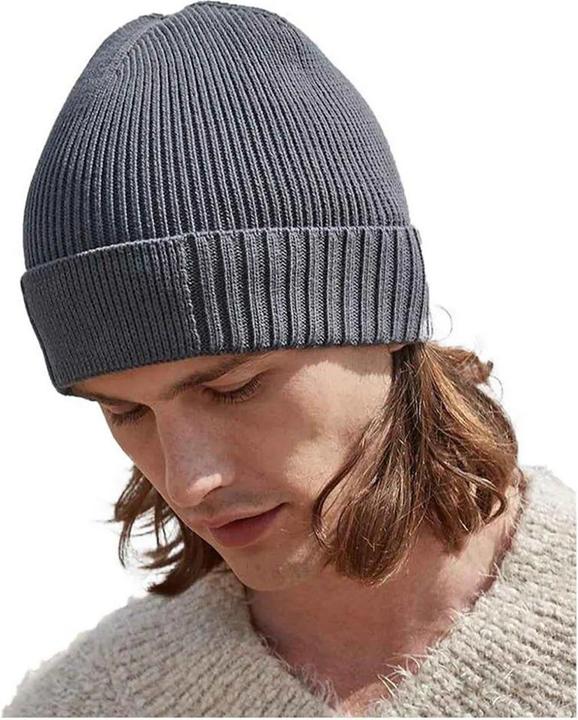 Actual product image Beechfield Organic Cotton Engineered Patch Beanie (One size)