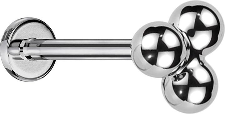 Actual product image Star Piercing Micro Threadless Labret silver three balls (Titanium, without brass)