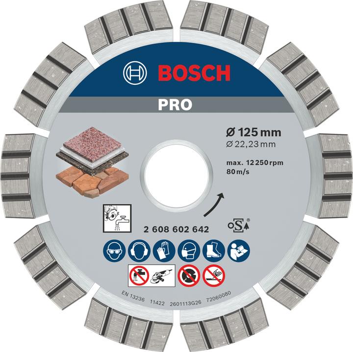 Immagine prodotto Bosch Professional Zubehör Disco da taglio diamantato PRO Multi Material, 125 x 22,23 mm