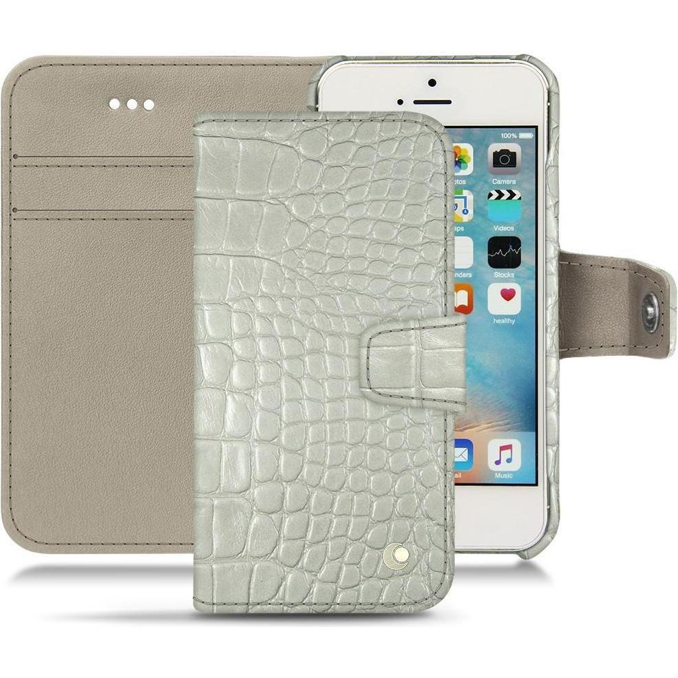 Noreve Lederschutzhülle Wallet (Apple iPhone SE), Smartphone Hülle, Weiss