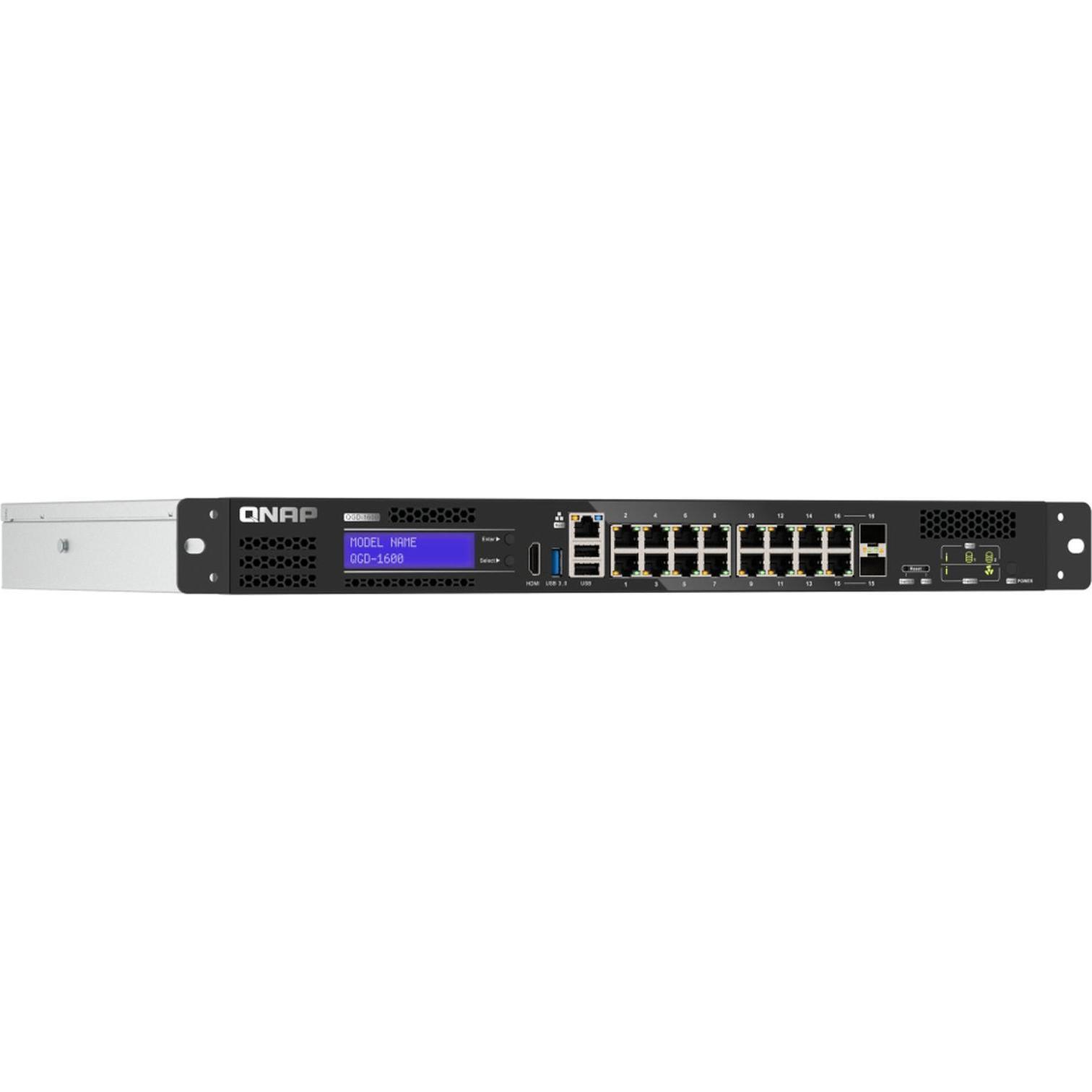 QNAP QGD-1600: 16 1GbE ports with 2 RJ45 (16 Ports), Netzwerk Switch, Schwarz