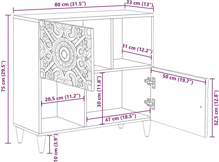 Produktbild vidaXL Modernes Sideboard (80 x 33.50 x 75 cm)