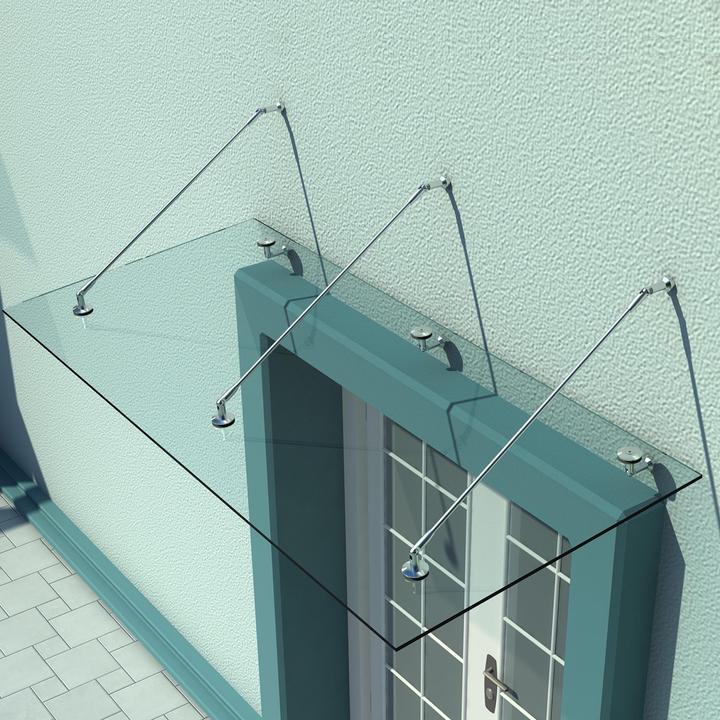 Produktbild Homcom Vordach Edelstahl, Gehärtetes Glas Transparent