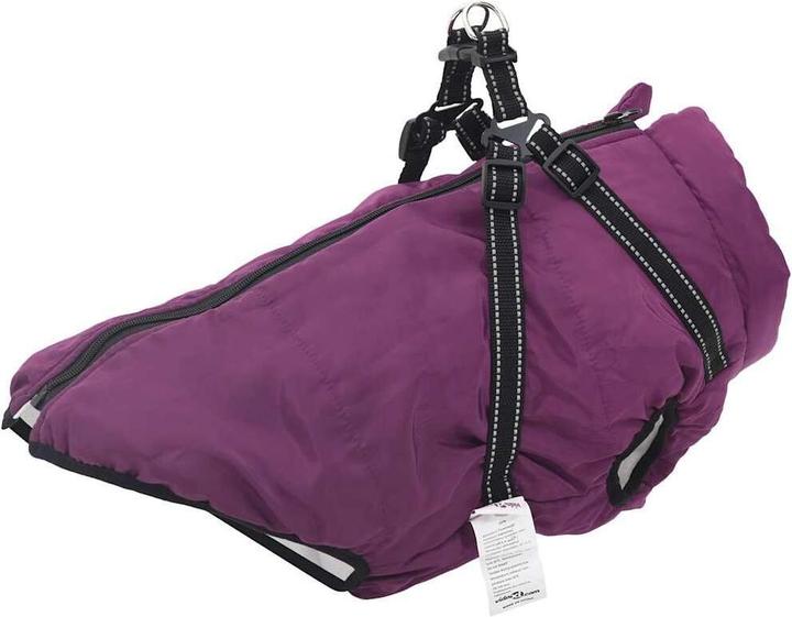 Actual product image vidaXL Dog coat with harness Waterproof Reflective Purple (48, Dog coat)