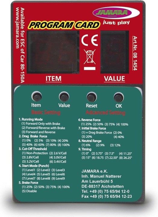 Actual product image Jamara Programming card CR 60+80+150A