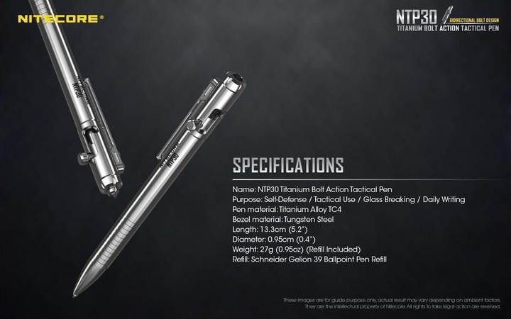 Actual product image Nitecore Titanium Pen NTP30 (Silver, 1 x)