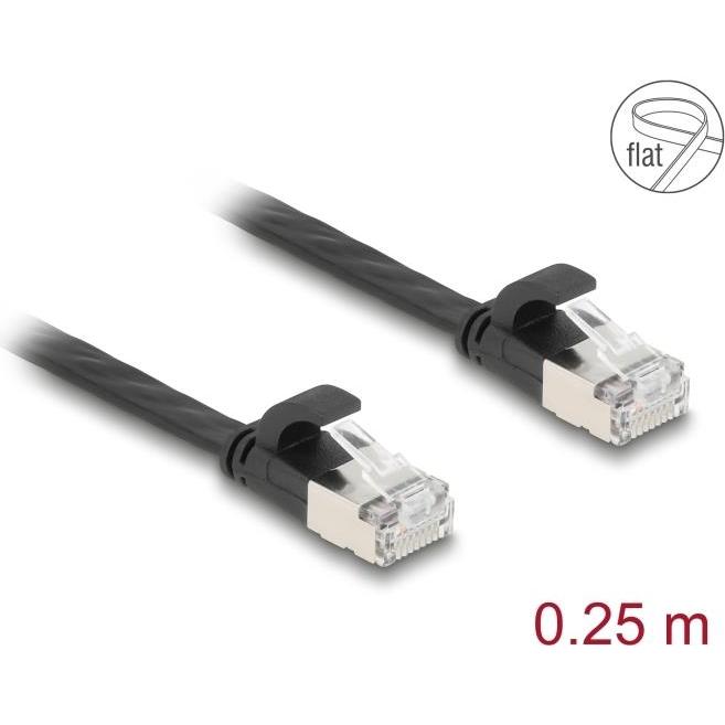 Thumbnail - Delock RJ45 Flachband Patchkabel Stecker zu Stecker Cat.6A 0 (U/FTP, CAT6, 0.25 m), Netzwerkkabel