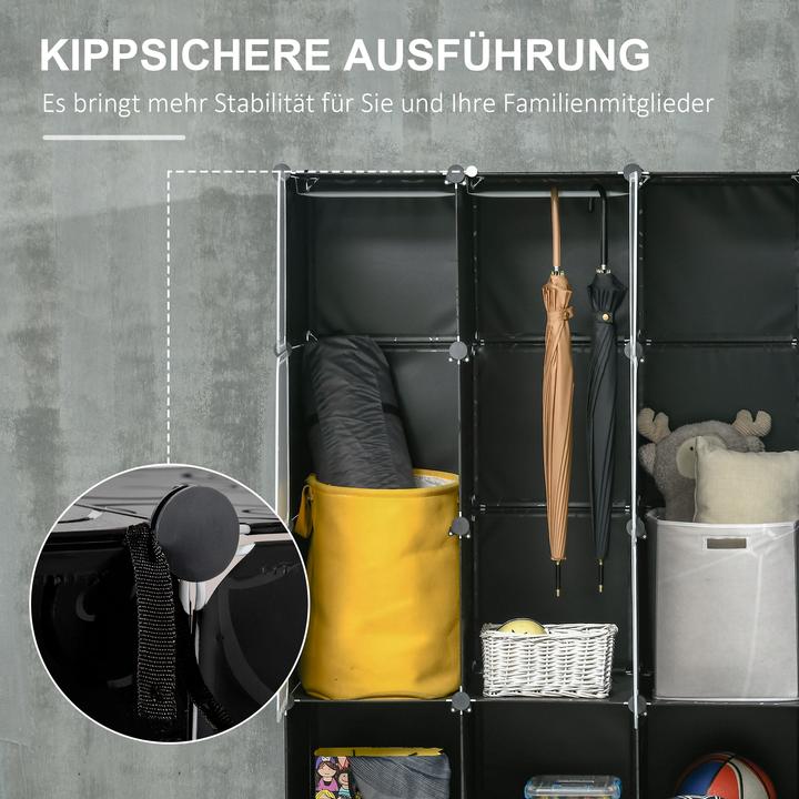 Produktbild Homcom DIY Kleiderschrank Kunststoff, Stahl Schwarz