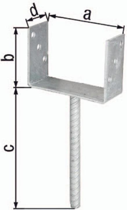 GAH Poteau en U avec ancrage pour béton en acier strié (214296) (1 pcs)